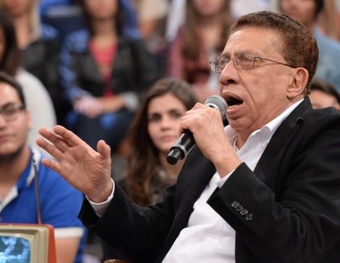 Paulo Silvino durante grava&ccedil;&atilde;o do programa Altas Horas, em julho de 2014 