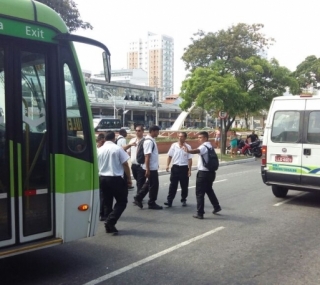 Rodoviários em protesto no centro