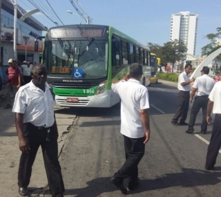Rodoviários em protesto no centro