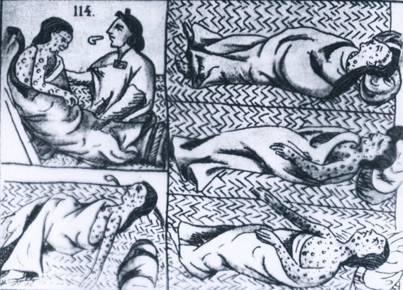 Varola vitimando indgenas mexicanos no sculo XVI - 'Historia general de las cosas de la Nueva Espaa', de Bernardino de Sahagn - 1793