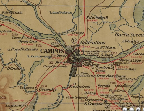 Mapa do município de Campos em 1922