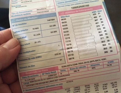 Conta de luz de um consumidor
