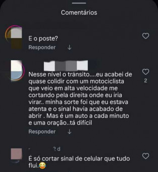 Comentário de reclamação sobre trânsito em Campos