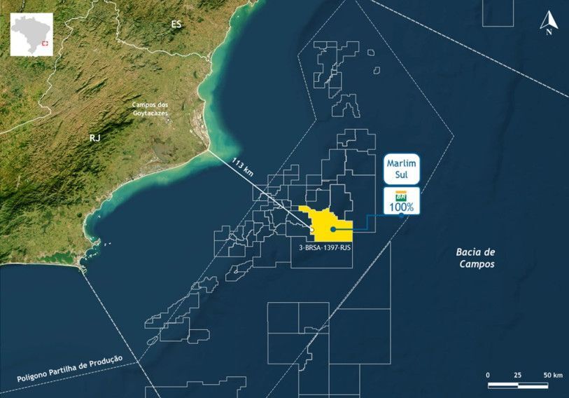 Localiza&ccedil;&atilde;o das explora&ccedil;&otilde;es na Bacia de Campos.