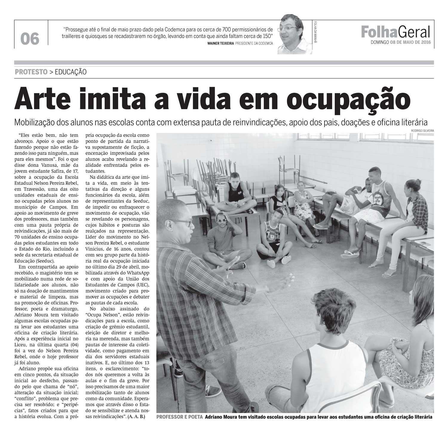 Página 6 da edição de hoje (08/05) da Folha da Manhã