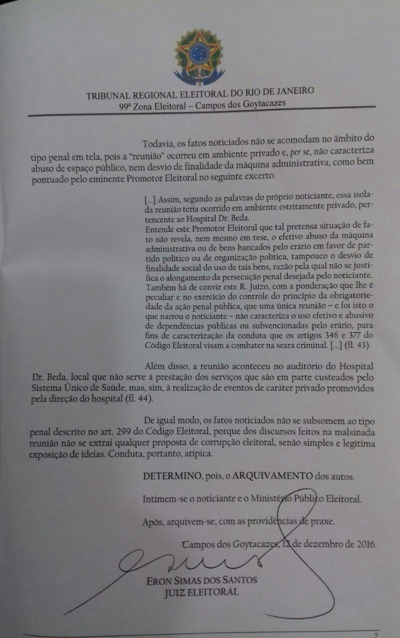 Ação Eleitoral Garotinho contra Rafael - decisão Eron (1)