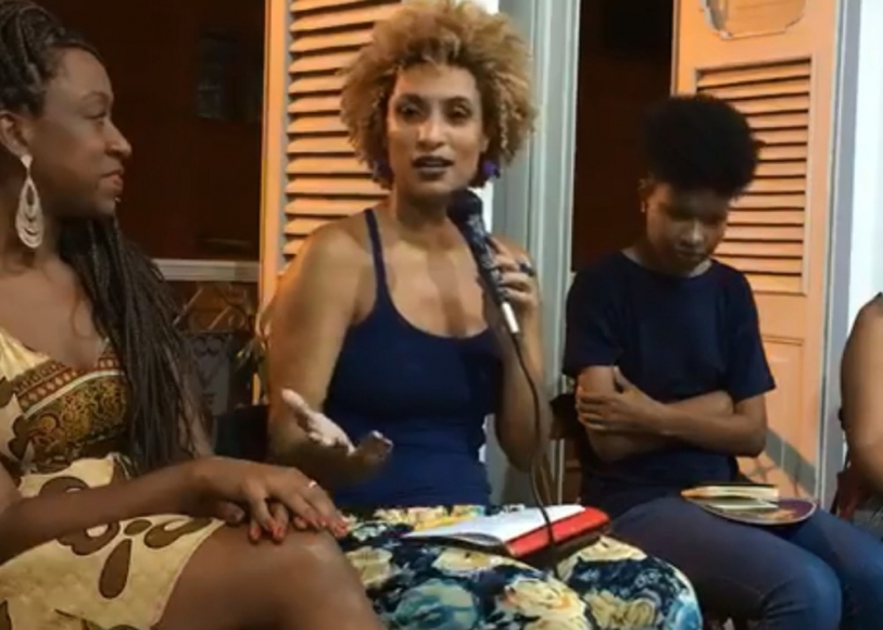 Marielle, em evento ontem na Lapa, Rio, pouco antes de ser morta