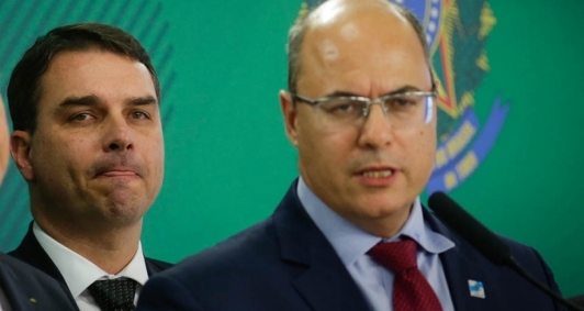 Braslia(DF), 24/06/2019. Flvio Bolsonaro, Gov do Rio Wilson Witzel e presidente Jair Bolsonaro. Local: Palacio do Planalto. Foto: Igo Estrela