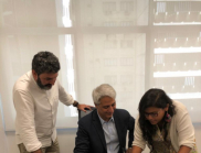 Brand Arenari (Secret�rio de Educa��o de Campos), Alessandro Molon (Presidente regional do PSB) e Roberta Barcellos (Presidente do PSB em Campos)