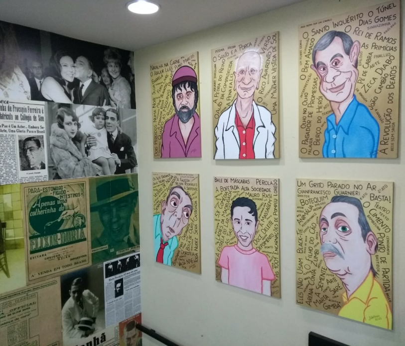 Caricaturas de Plinio Marcos, Ariano Suassuna, Dias Gomes, Nelson Rodrigues, Mauro Rasi e Gianfrancesco Guarnieri