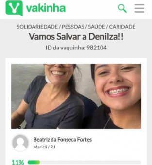 Vakinha online para salvar a vida de Denilza Soares da Fonseca, de 50 anos