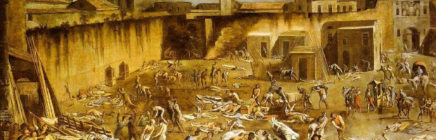 A pra�a do mercado de N�poles durante a peste, de Domenico Gargiulo,1657