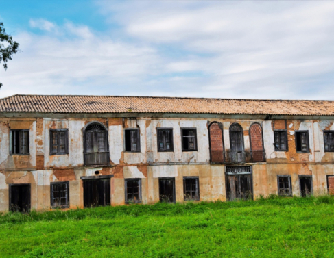 Solar dos Airizes em seu estado atual. A majestosa construção com ameaça de ruína. 