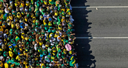 Vista area da manifestao em apoio a Bolsonaro em So Paulo. Grandes comcios foram convocados para o Dia da Independncia 