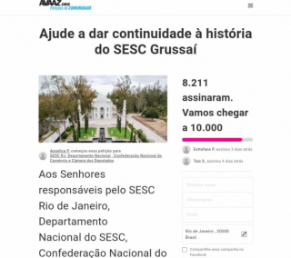 Peti��o online j� tem mais de 8 mil assinaturas