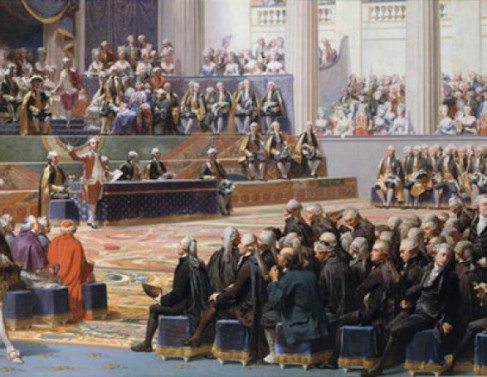 Durante o processo revolucionário começado em 1789, na França, os girondinos, considerados mais moderados e conciliadores, ocupavam o lado direito da Assembleia Nacional Constituinte, enquanto os jacobinos, mais radicais e exaltados, ocupavam o lado esquerdo.  