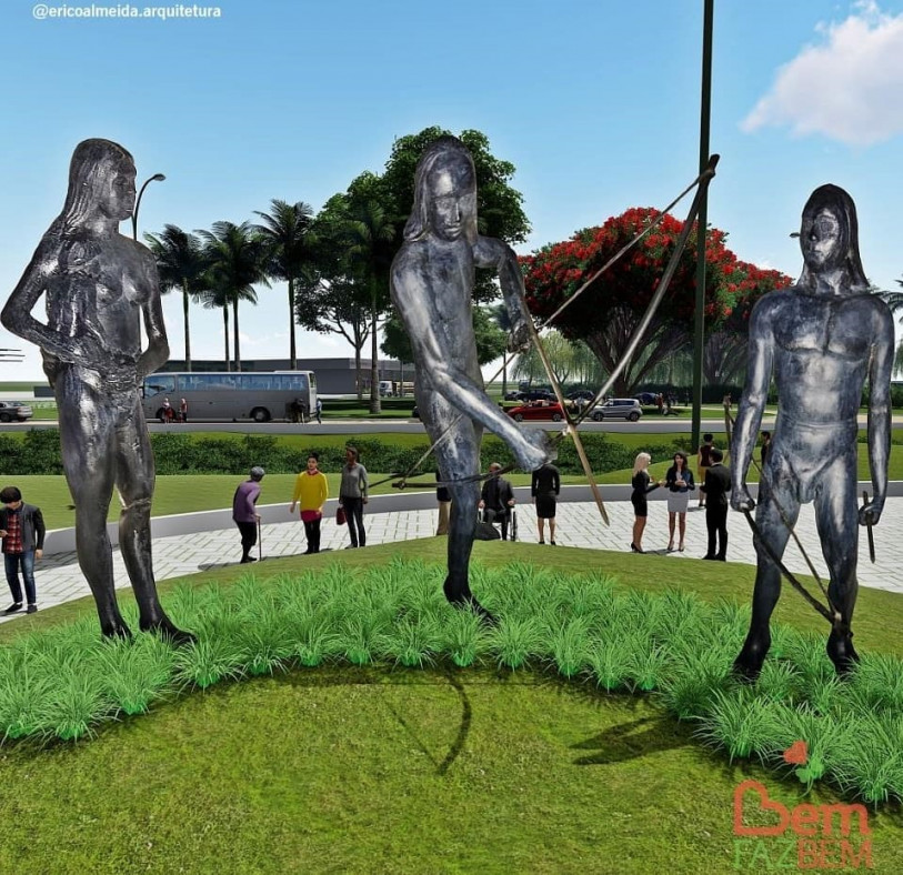 Representa&ccedil;&atilde;o de est&aacute;tuas planejadas para o memorial 