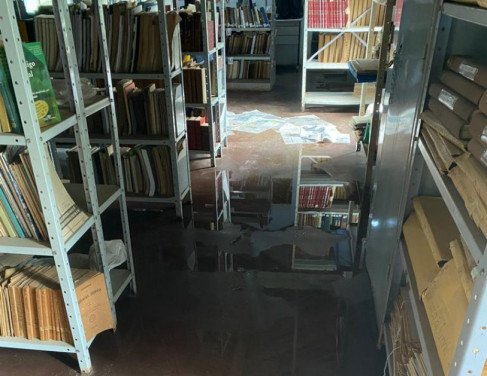Interior do Arquivo Público alagado nas ultimas chuvas 
