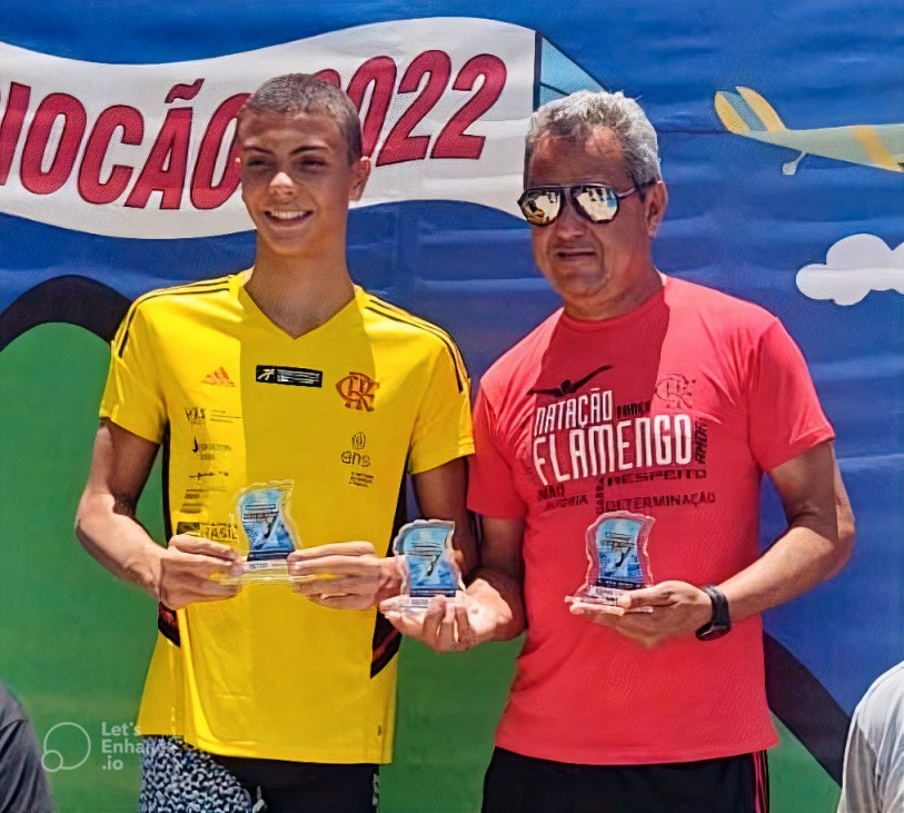 Heitor Tinoco com o t&eacute;cnico Luciano Reis