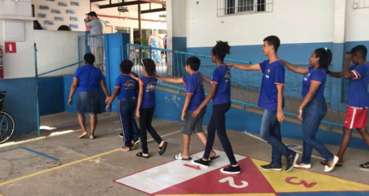 Simulado de desocupao na Apae (Fotos: Divulgao)