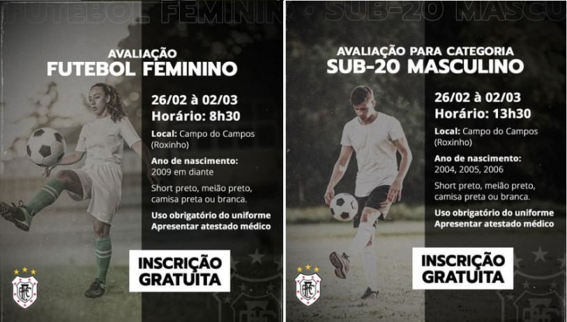 Banners de divulgação das peneiras