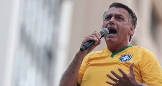 O ex-presidente Jair Bolsonaro (PL) em manifestação de apoio a ele na avenida Paulista 