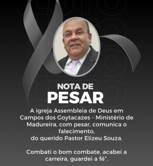 Pastor Elizeu morreu no sábado (16)