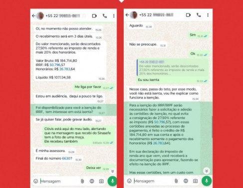 Prints mostram que servidora caiu no golpe