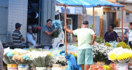 Preparação da venda de flores para o Dia de Finados 
