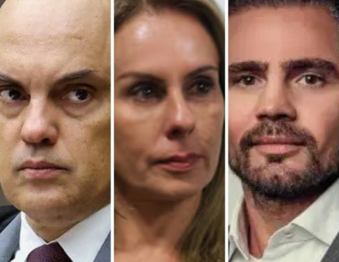 Ministro do STF Alexandre de Moraes, sua esposa, a advogada Viviane Barci de Moraes, e ex-o cliente do escrit&oacute;rio desta, a R$ 3,6 milh&otilde;es/m&ecirc;s, o ex-banqueiro Daniel Vorcaro