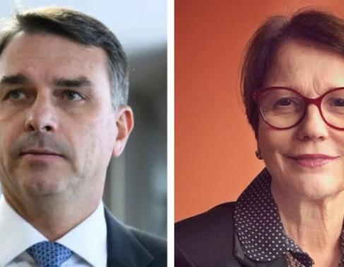 Fl&aacute;vio Bolsonaro e Tereza Cristina