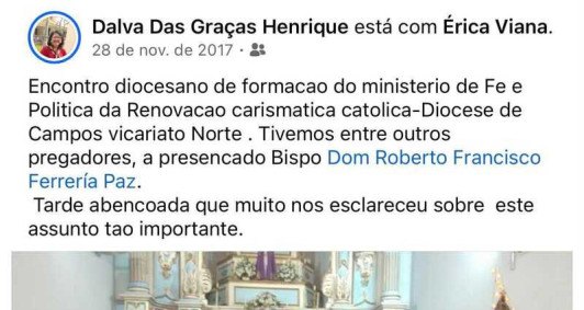 Encontro do Minist&eacute;rio F&eacute; e Pol&iacute;tica da Renova&ccedil;&atilde;o Carism&aacute;tica Cat&oacute;lica de Campos. 