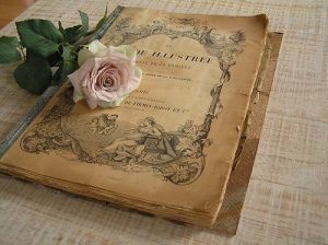 a rosa revive o perfume que o livro tão antigo não carrega mais ( deixou escapar)